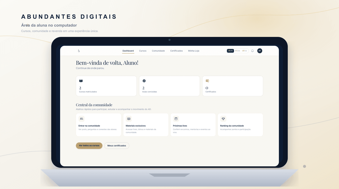 Área de membros do Abundantes Digitais